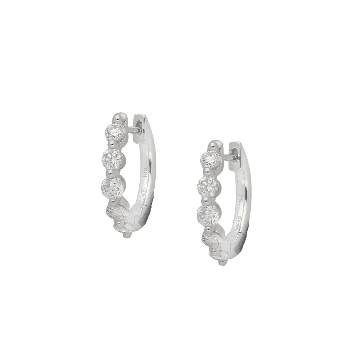 Picture of 18ct white gold diamond hoop earrings
