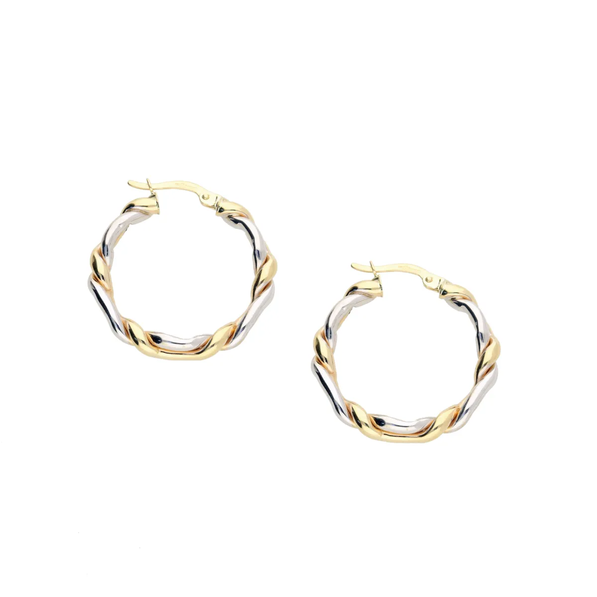Picture of 9ct yellow and white gold hoop earrings
