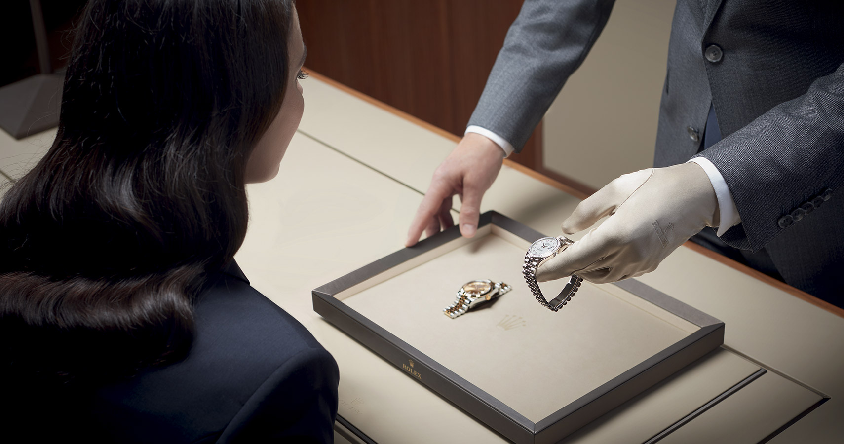A Rolex watch being presented